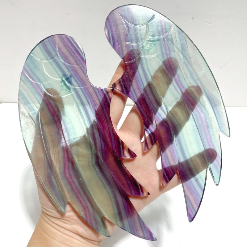 Beautiful Fluorite Angel Wing Carving With Stand - Wholesale Crystals