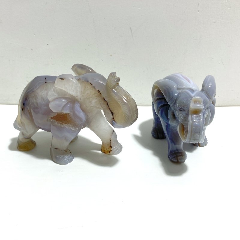 Beautiful Geode Agate Druzy Elephant Animal Carving - Wholesale Crystals