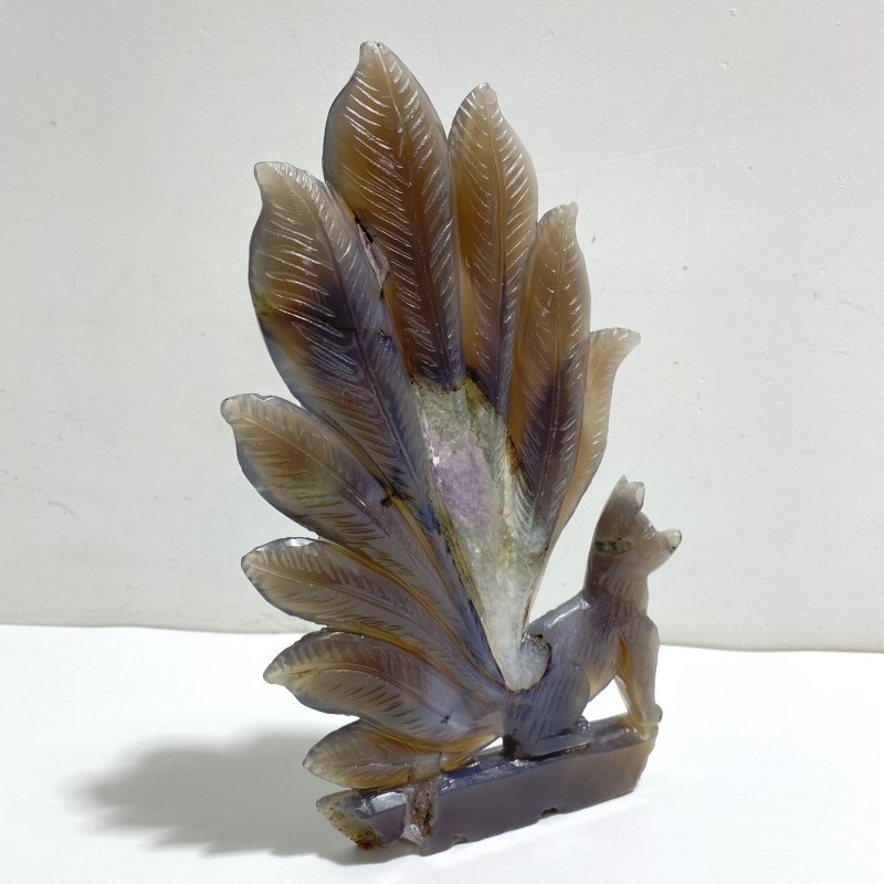 Beautiful Geode Druzy Agate Nine - tailed Fox Carving 8 - Wholesale Crystals