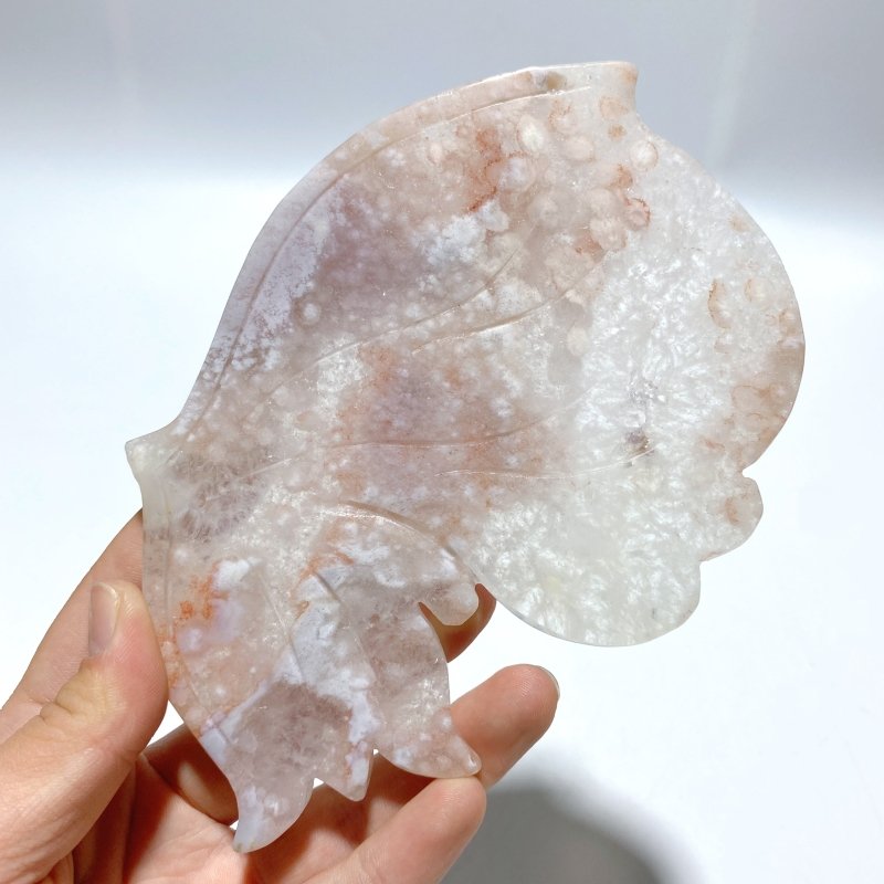 Beautiful Geode Sakura Flower Agate Butterfly Wing Carving With Stand - Wholesale Crystals