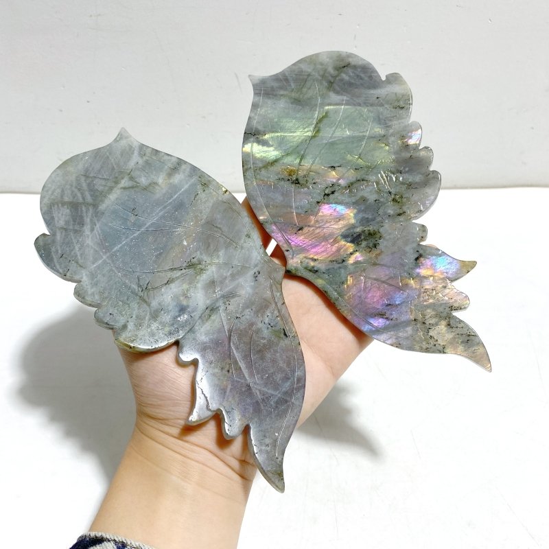 Beautiful Labradorite Butterfly Wing Carving With Stand - Wholesale Crystals