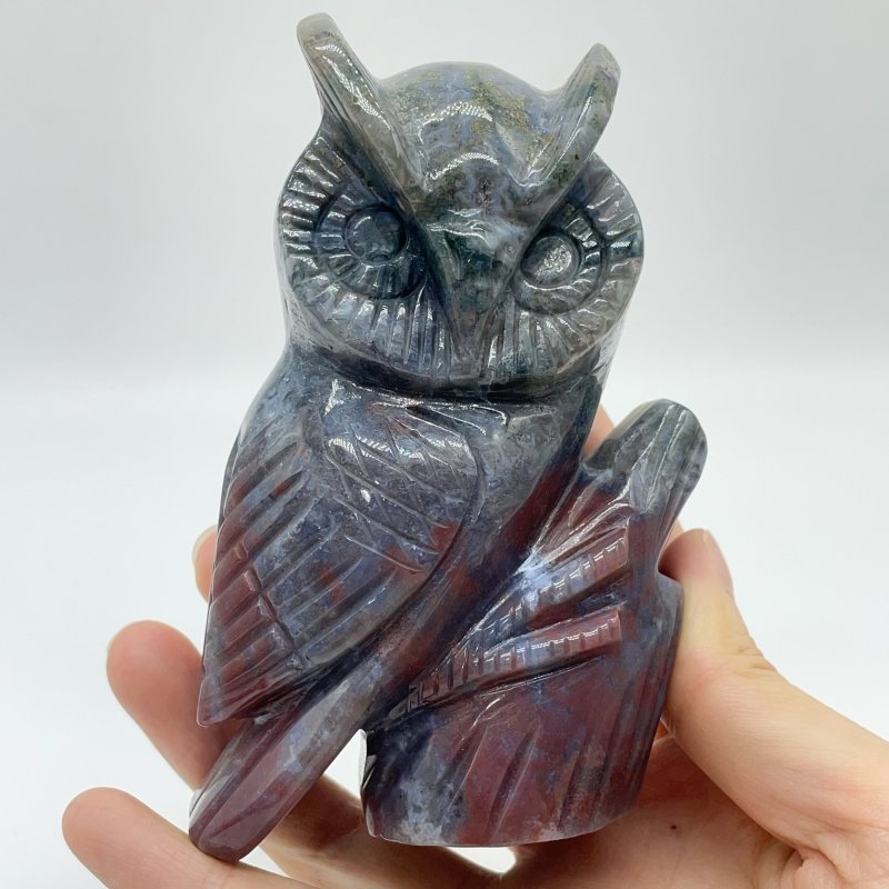 Beautiful Ocean Jasper Owl Carving - Wholesale Crystals