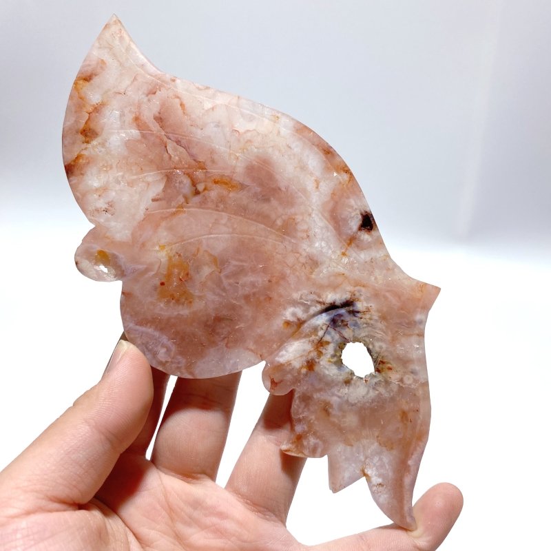 Beautiful Sakura Flower Agate Butterfly Wing Carving With Stand - Wholesale Crystals