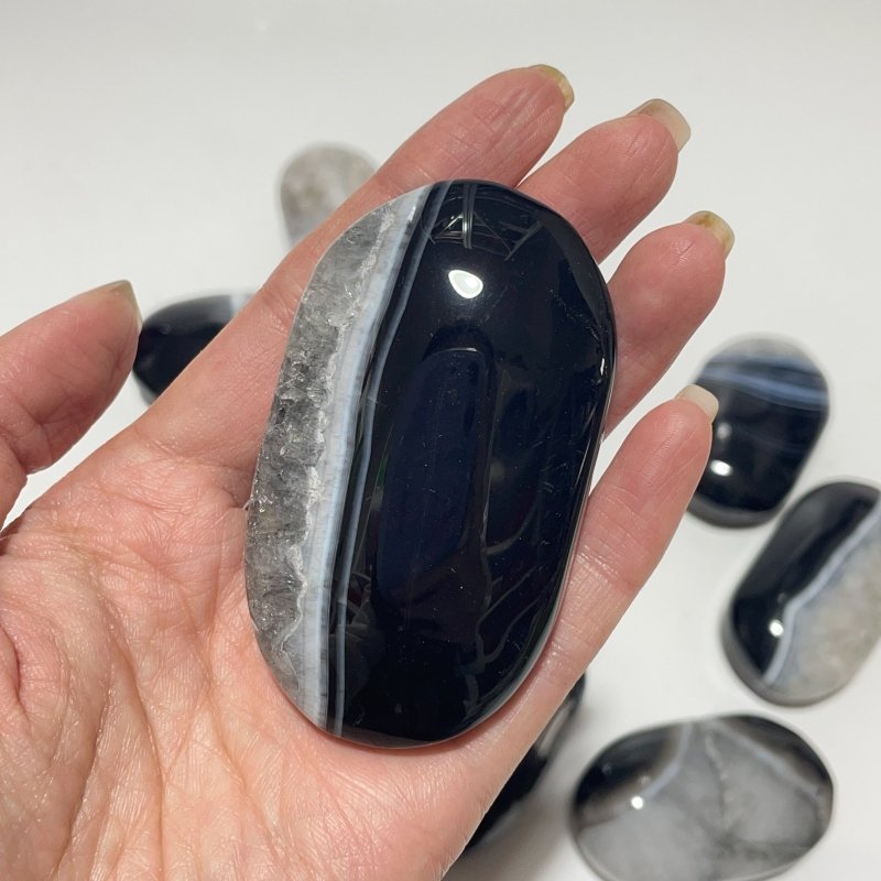 Black Stripe Agate Mixed Quartz Palm Wholesale Clearance -Wholesale Crystals