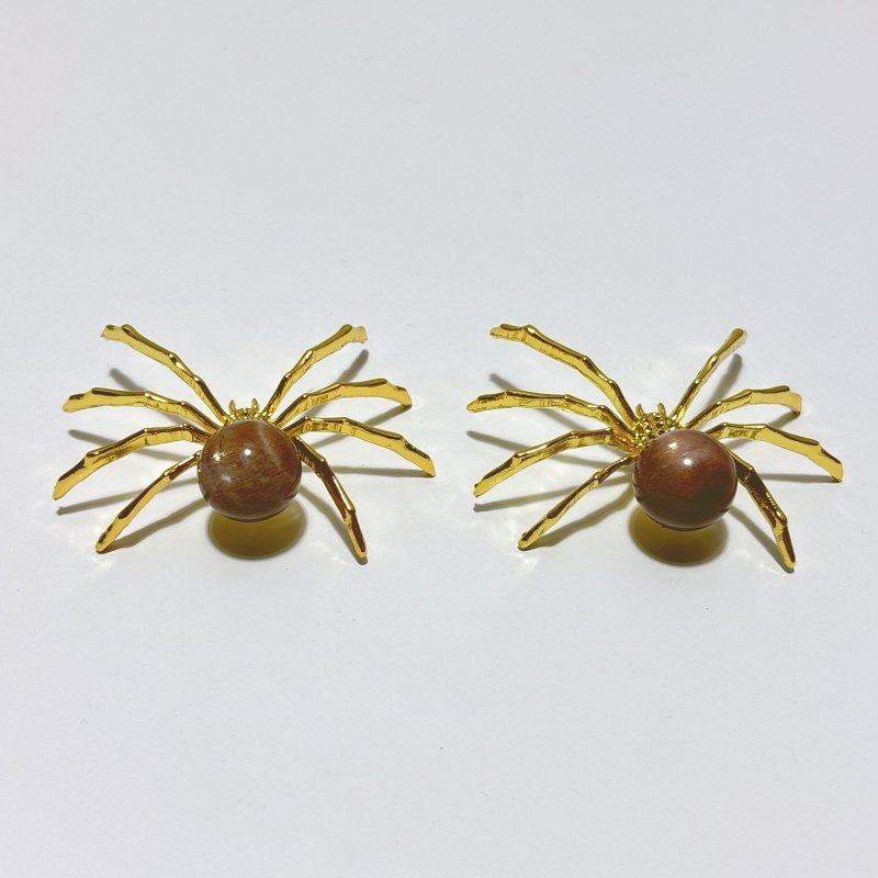 Black Sunstone Crystal Sphere Spider Ornament Handmade Alloy Spider Wholesale - Wholesale Crystals