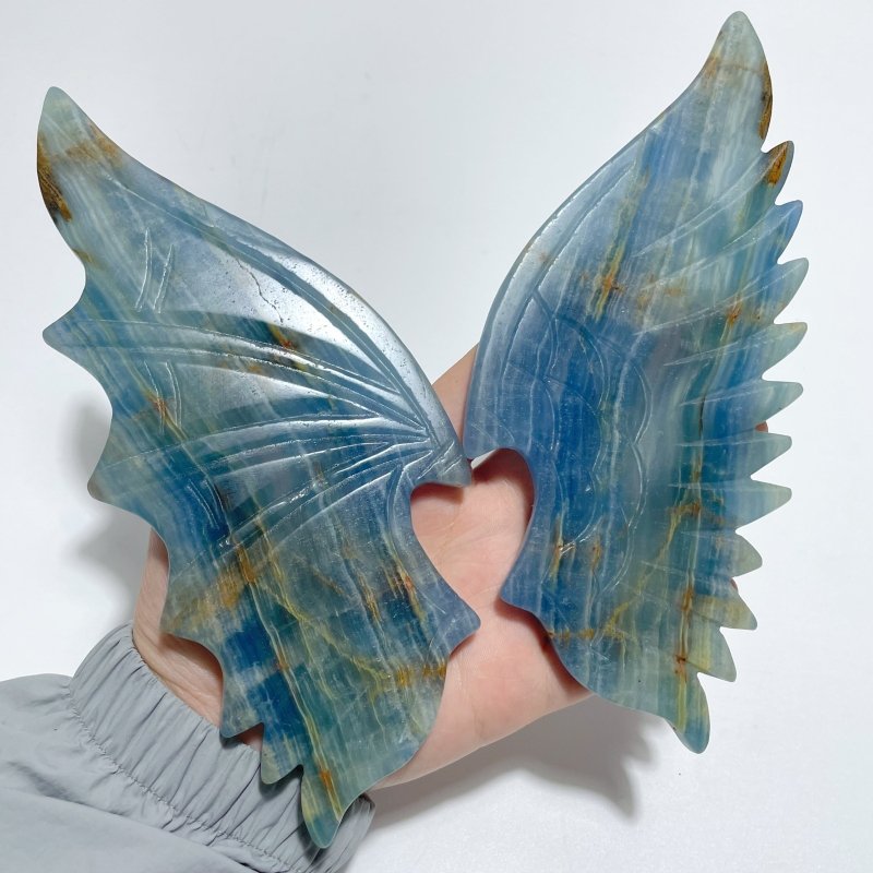 Blue Onyx Demon And Angel Wing Carving With Stand - Wholesale Crystals