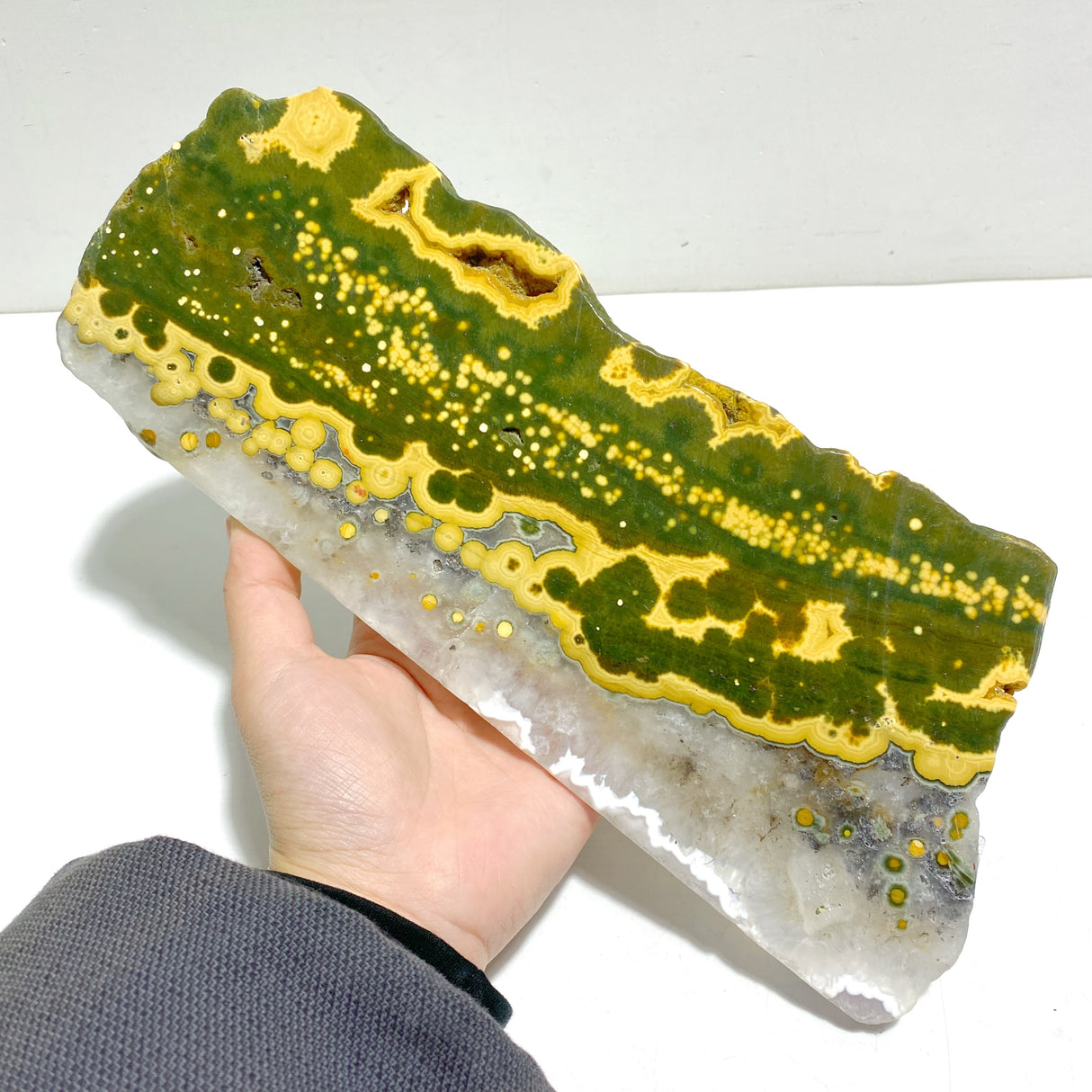 Large 8th Vein Ocean Jasper Slab With Stand #10