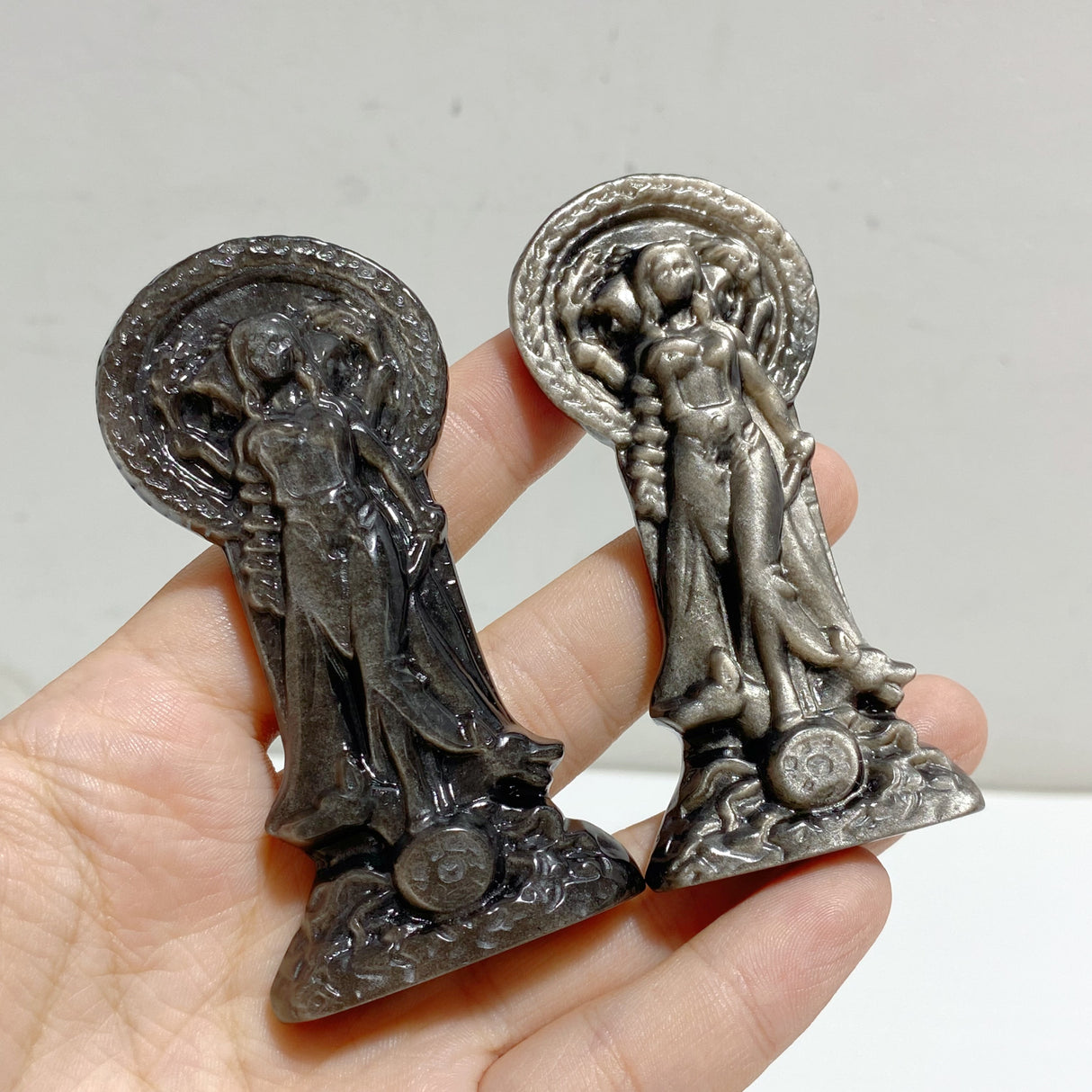Silver Sheen Obsidian Hecate Carving Wholesale