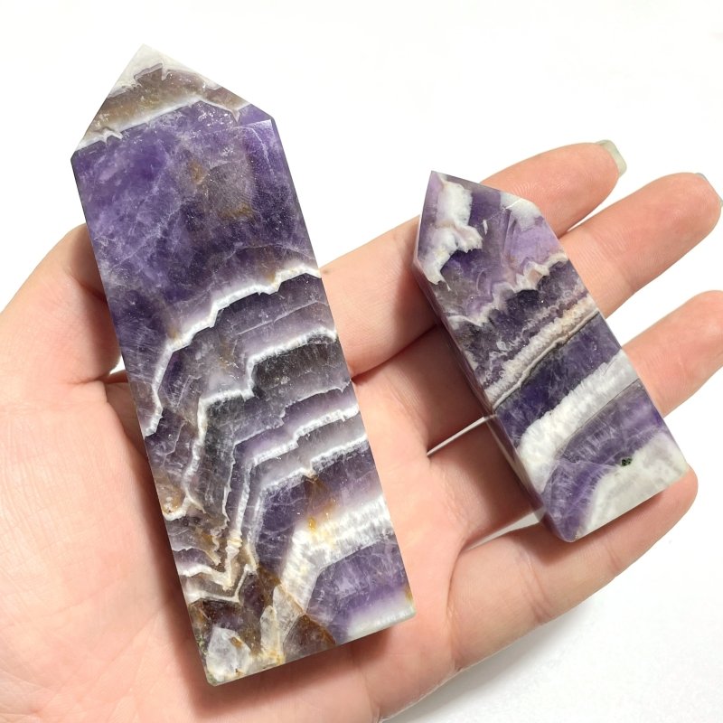 Chevron Amethyst Four - Sided Tower Point Wholesale - Wholesale Crystals