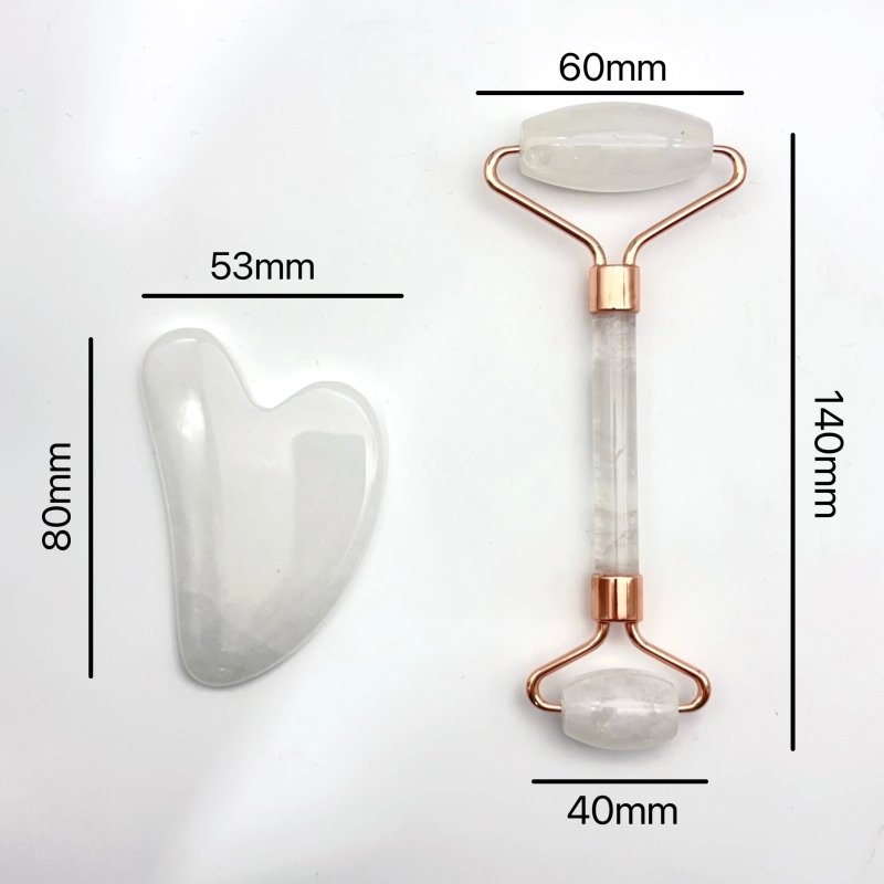 Clear Quartz Roller and Gua Sha A Set Wholesale -Wholesale Crystals