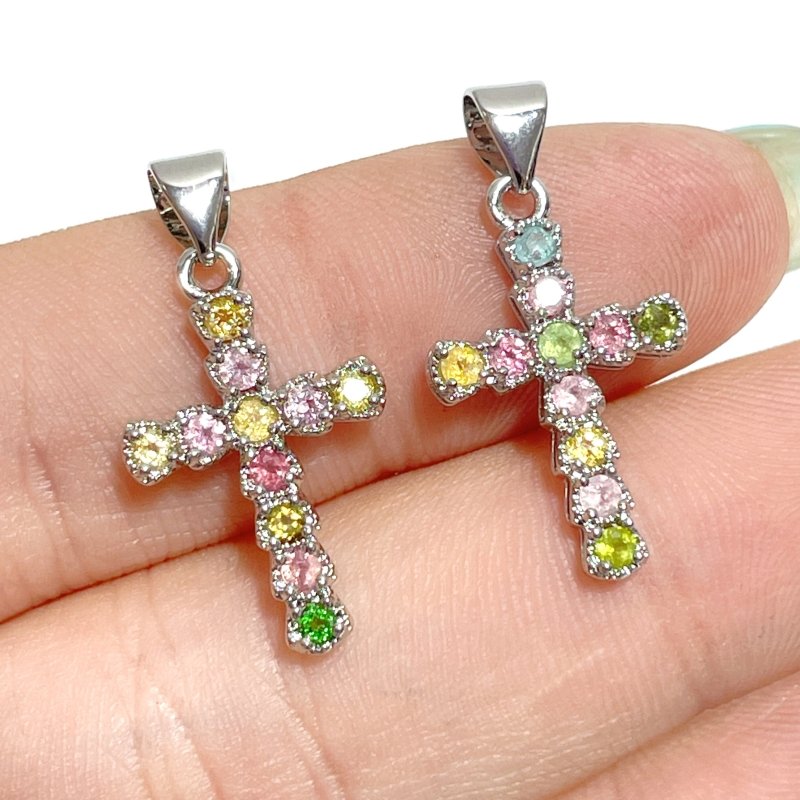 Colorful Tourmaline Cross Shape Pendant Wholesale - Wholesale Crystals