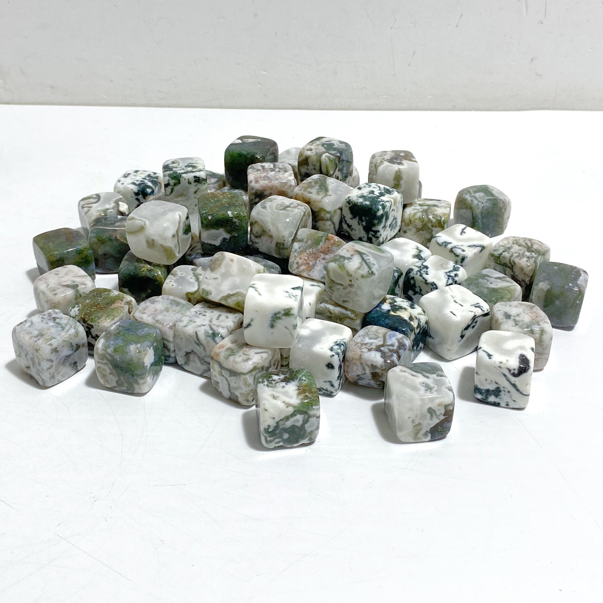 Moss Agate Cube Tumbled Wholesale