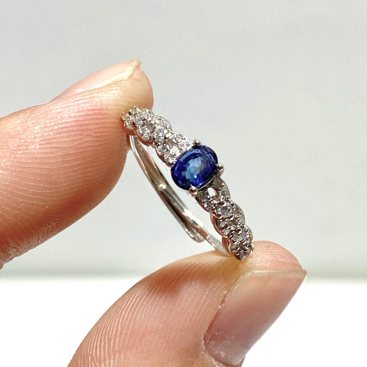 6 Pieces Red Tourmaline& Blue Sapphire 925 Silver Rings