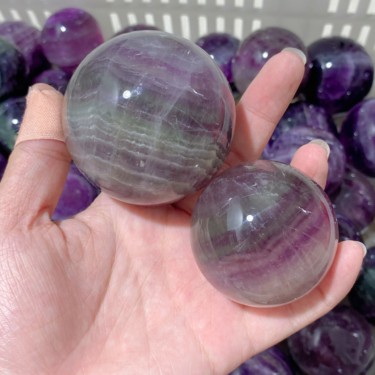 89 Pieces Beautiful Purple Fluorite Spheres (Sea Freight Only)