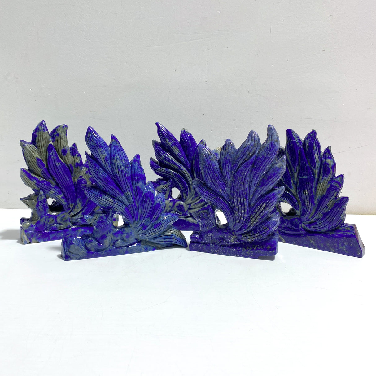 5 Pieces Lapis Lazuli Nine-tailed Fox Carving