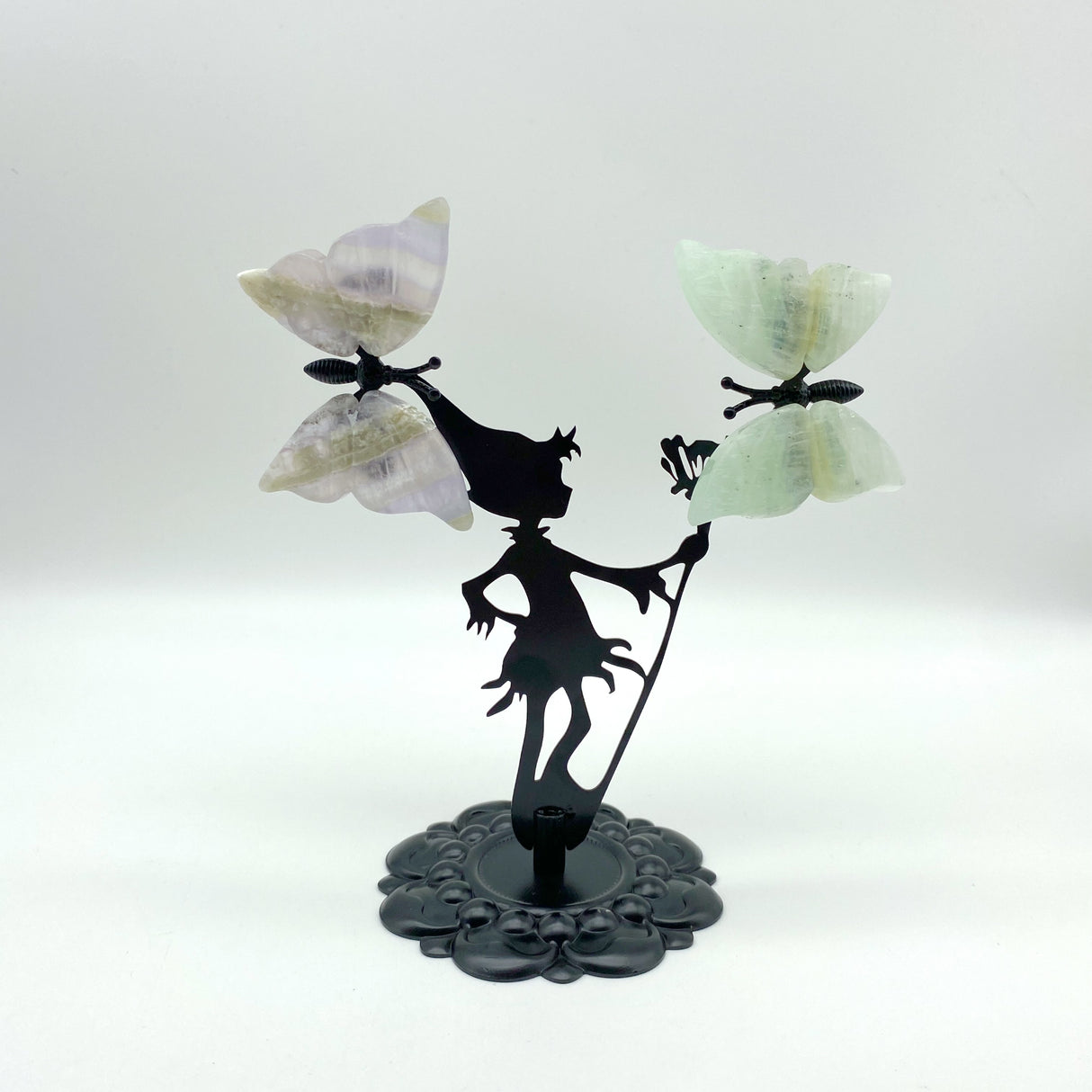 Wholesale Crystal Butterfly Wing Carving with Fairy Metal Stand (Mixed Materials)