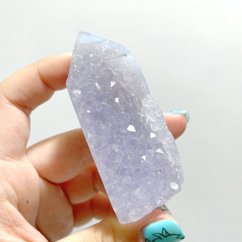 Druzy Blue Chalcedony Four - sided Tower Point Wholesale - Wholesale Crystals