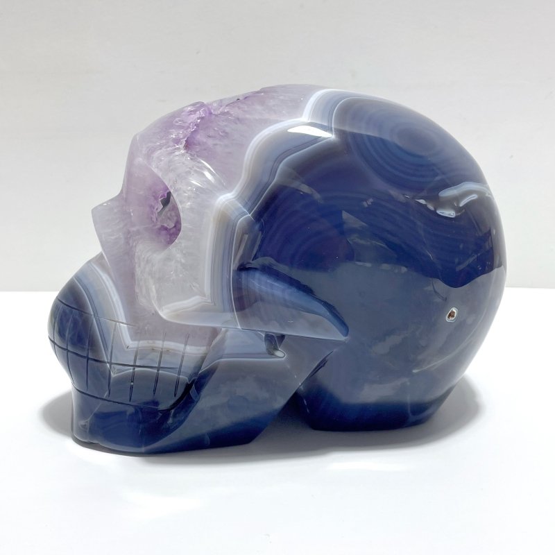 Druzy Geode Amethyst Mixed Agate Large Skull Carving - Wholesale Crystals