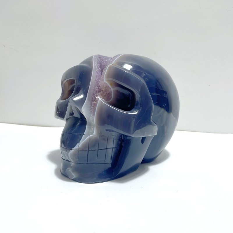 Druzy Geode Amethyst Mixed Agate Large Skull Carving - Wholesale Crystals