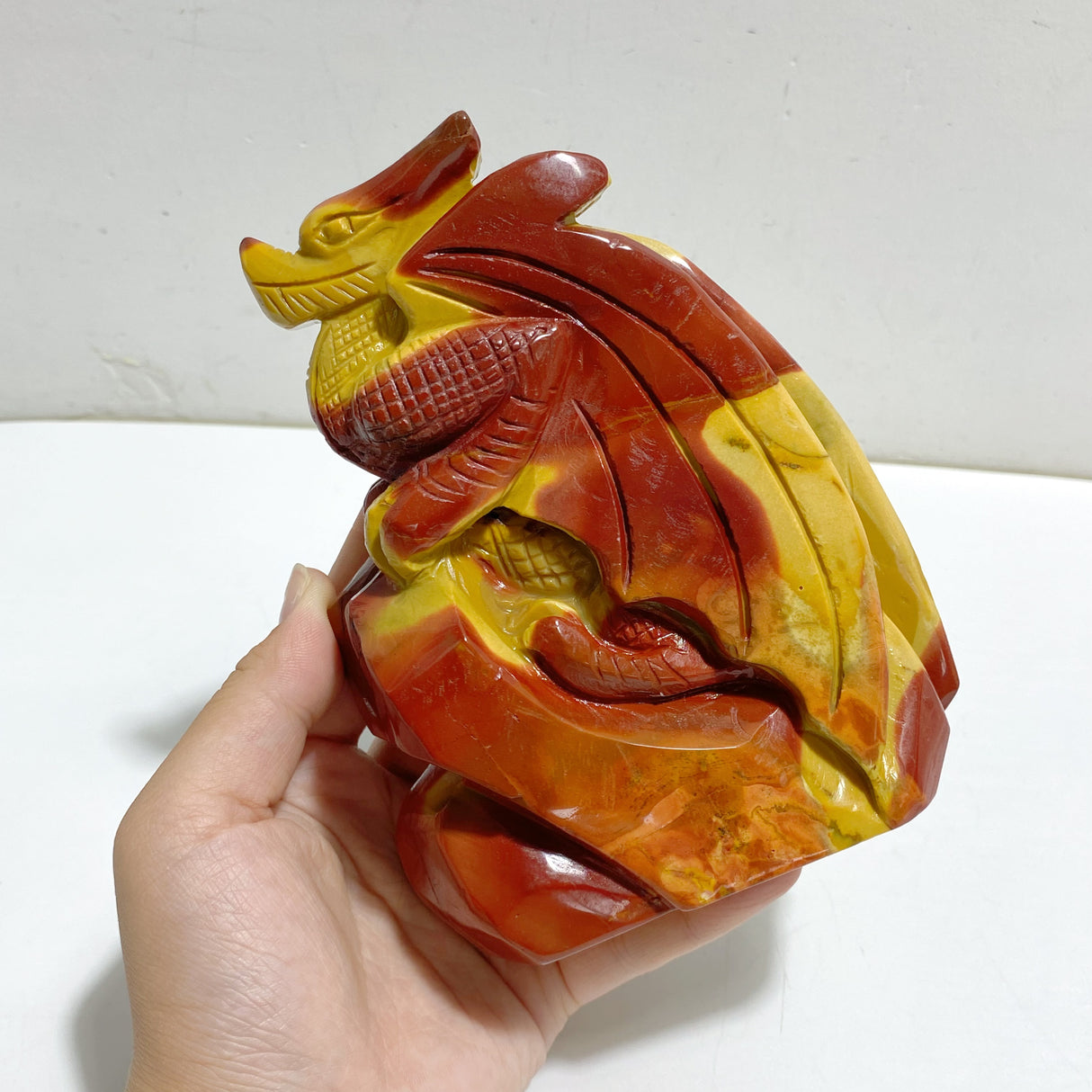 Unique Mookaite Flying Dragon Castle Carving #6