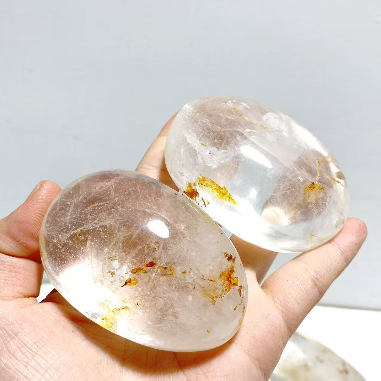 Large Clear Quartz Palm Stone Wholesale