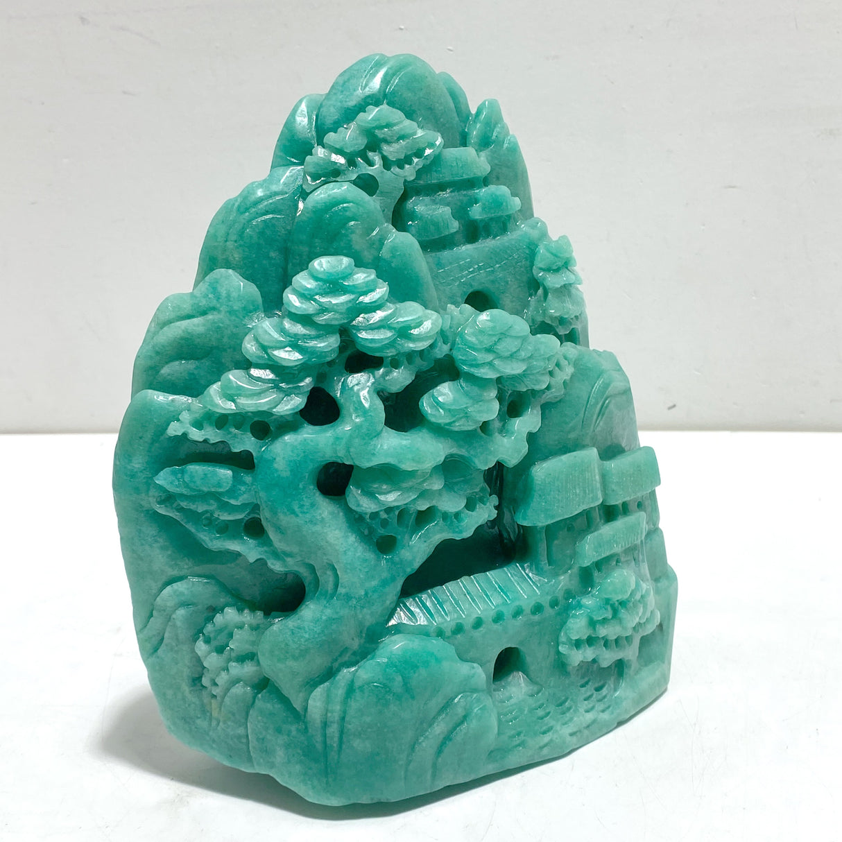 Beautiful Amazonite Landscape Pavilion Carving #1
