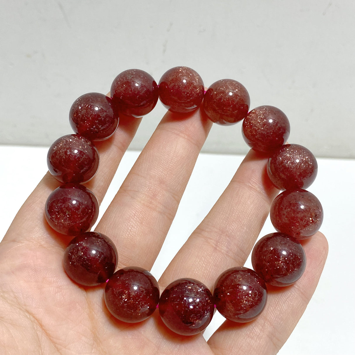 High Grade 15mm Spark Strawberry Quartz Bracelet