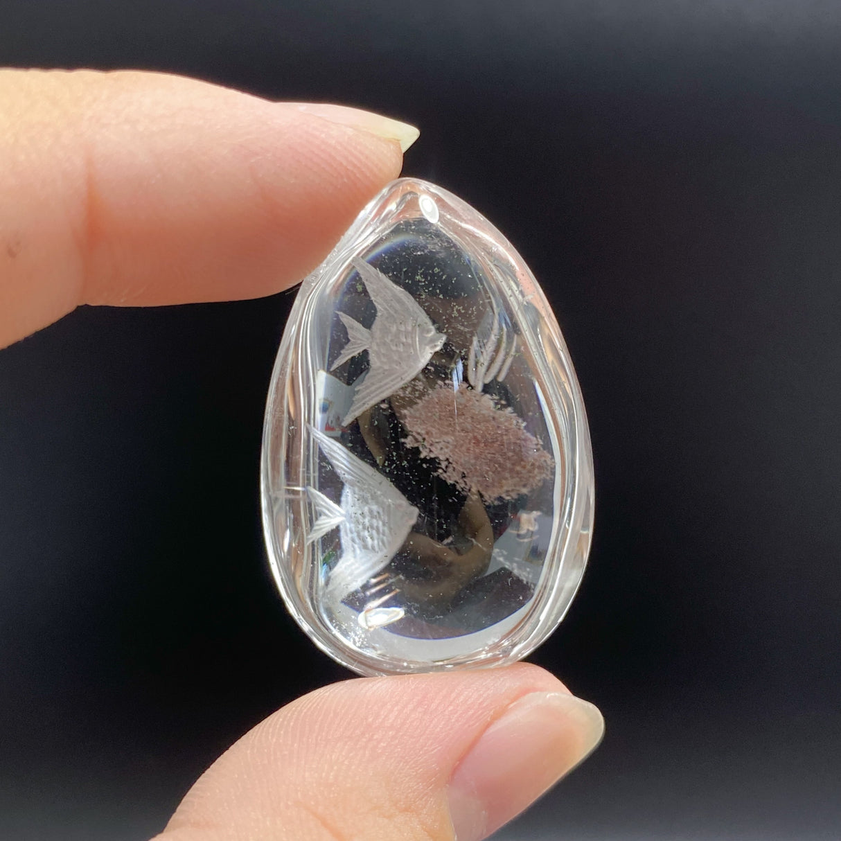 6 Pieces Fish Garden Quartz Inner Scene Carving