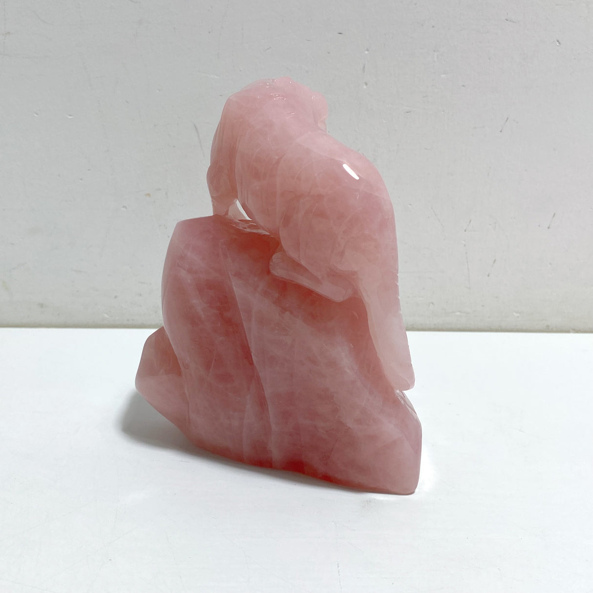 Beautiful Rose Quartz Leopard Carving