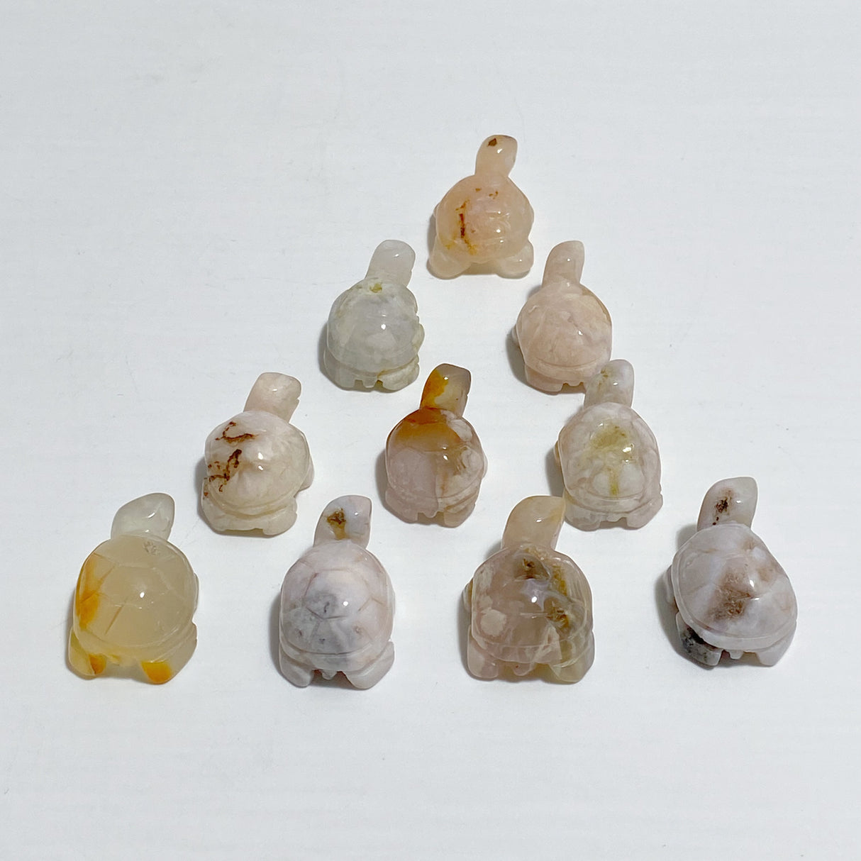 Mini Sakura Flower Agate Turtle Carving Wholesale