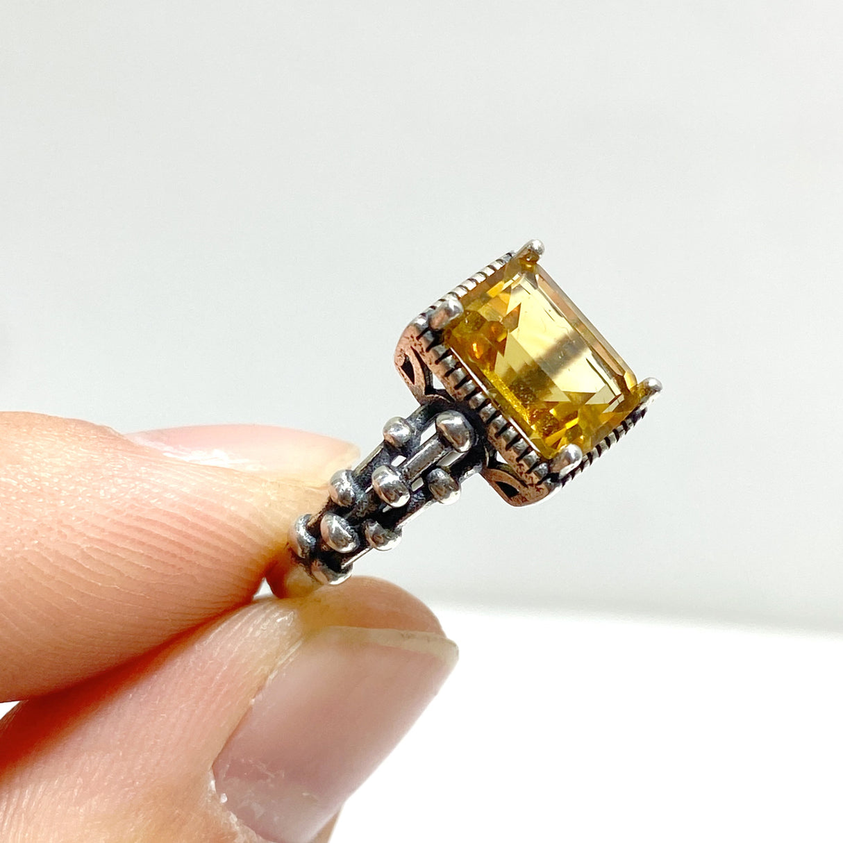 6 Pieces Citrine Sugar Cube 925 Silver Ring Different Styles