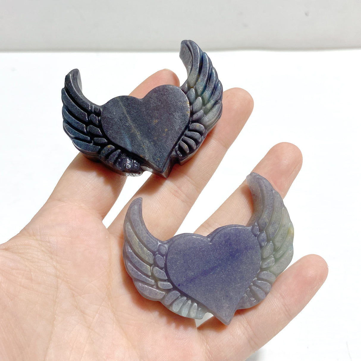 9 Pieces Trolleite Stone Heart Wing Carving Closeout
