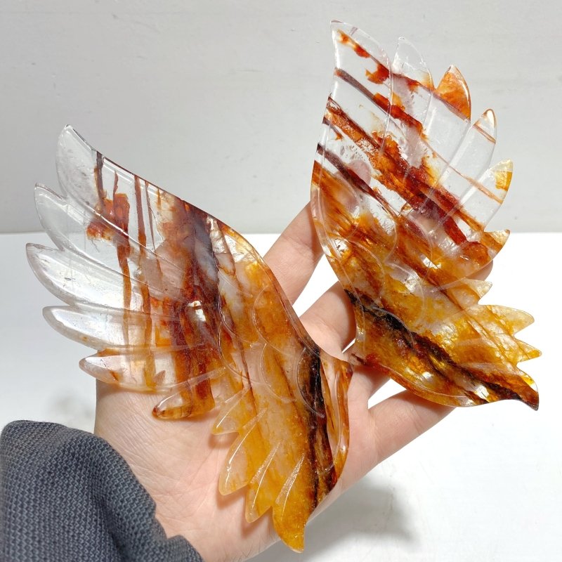 Fire Quartz Angel Wing Carving With Stand - Wholesale Crystals