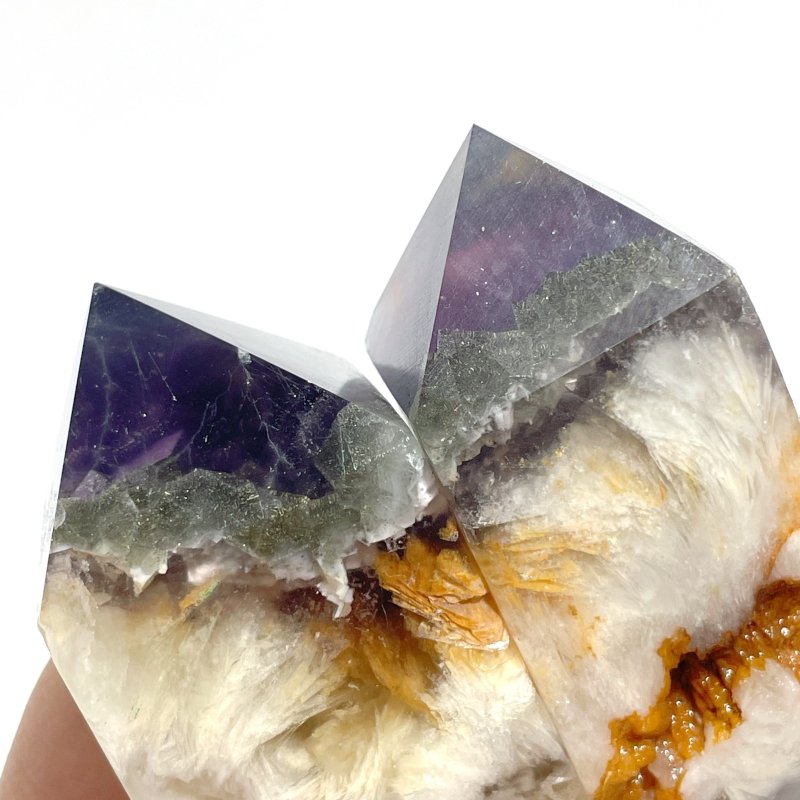 Fluorite Mixed Pyrite Four - sided Point Wholesale - Wholesale Crystals