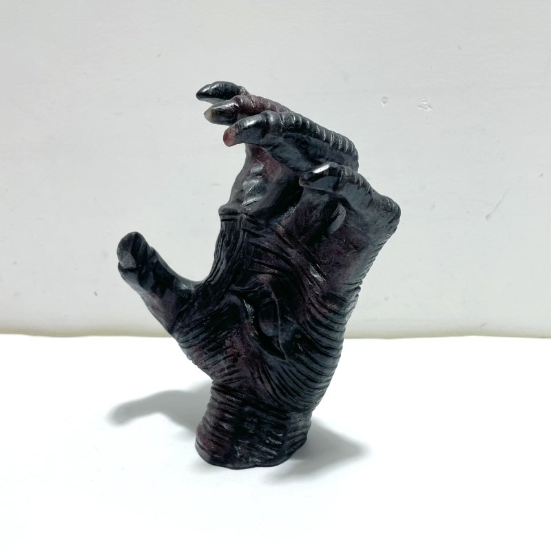 Garnet Mixed Astrophyllite Witchcore Demon Hand Carving - Wholesale Crystals