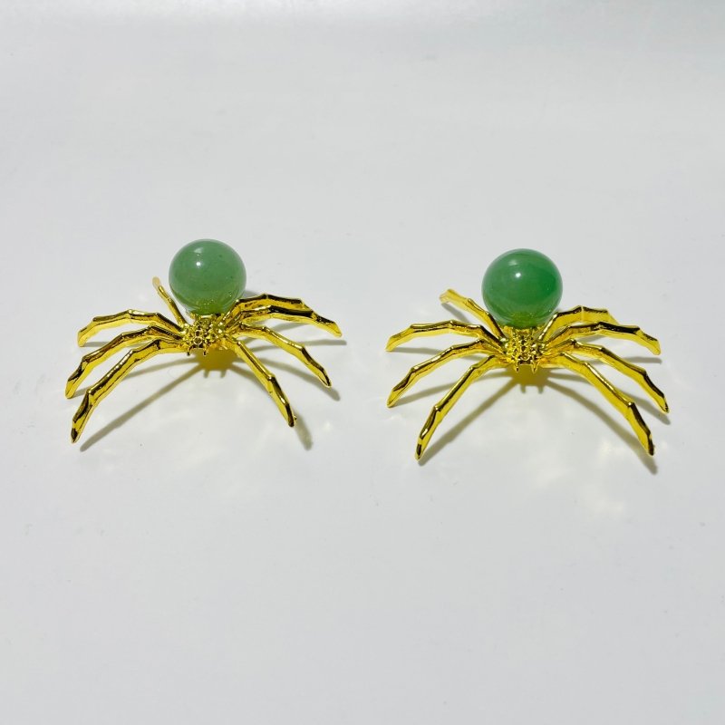 Green Aventurine Crystal Sphere Spider Ornament Handmade Alloy Spider DIY Wholesale -Wholesale Crystals