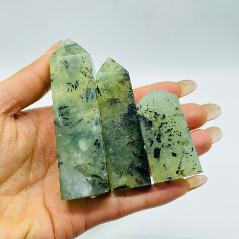 Green Prehnite Four Sided Tower Point Wholesale -Wholesale Crystals