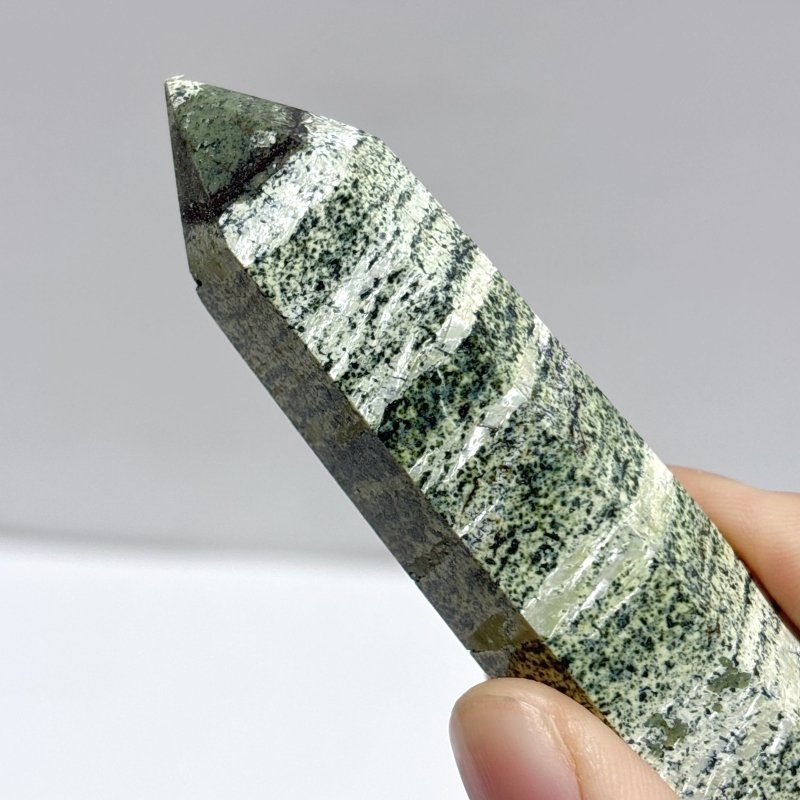Green Zebra Stone Point Tower Wholesale - Wholesale Crystals