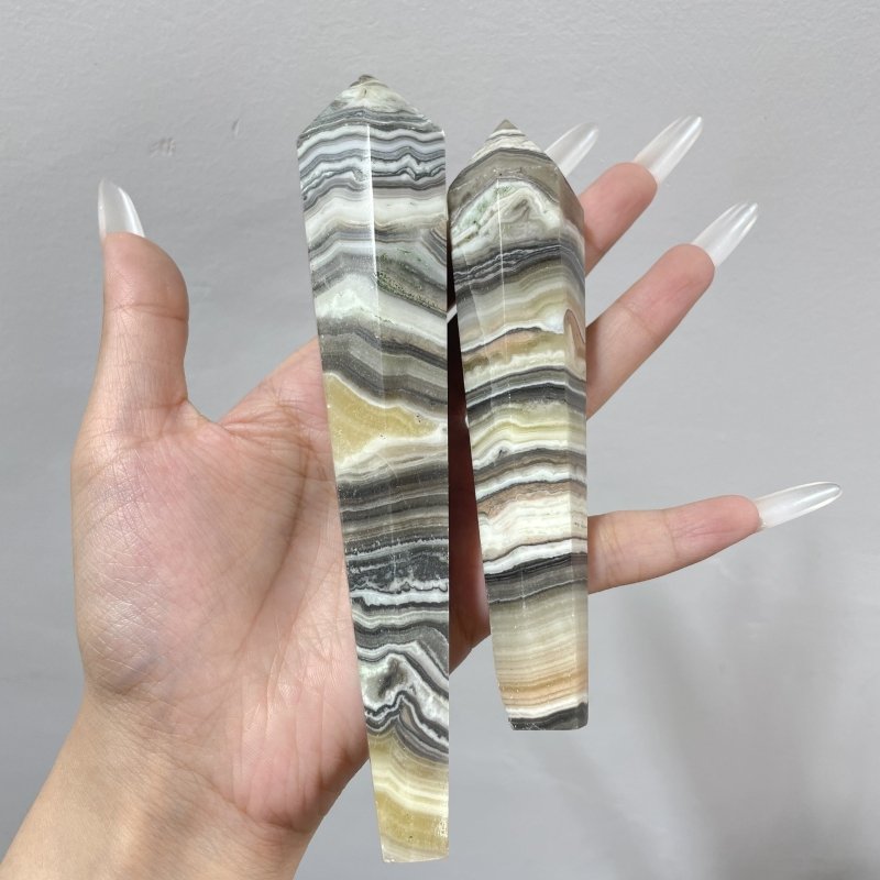 Grey Yellow Calcite Point Magic Wand Scepter Wholesale - Wholesale Crystals