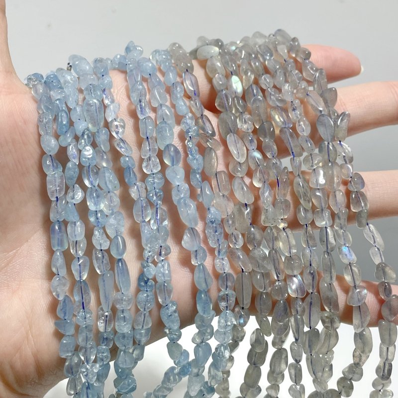 Labradorite Aquamarine Chips Bracelet 0.1 - 0.2in(3 - 5mm) Wholesale - Wholesale Crystals