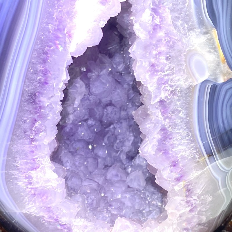 Large Amethyst Mixed Geode Agate Calcite Dinosaur Egg With Stand - Wholesale Crystals