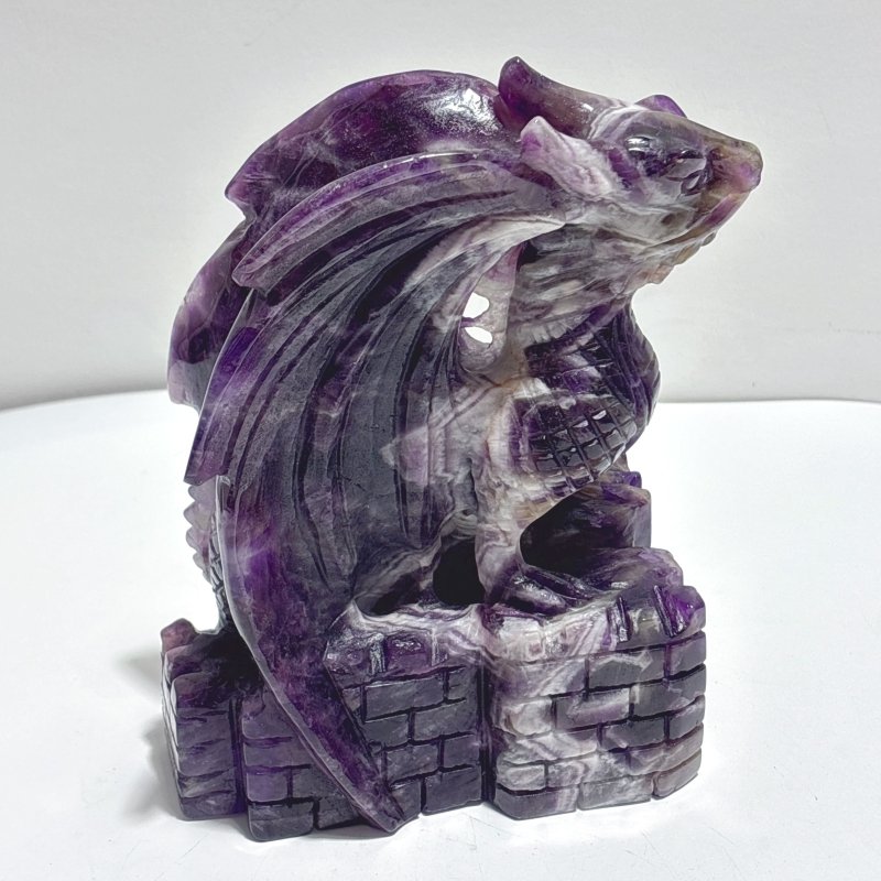 Large Chevron Amethyst Dragon Castle Carving - Wholesale Crystals
