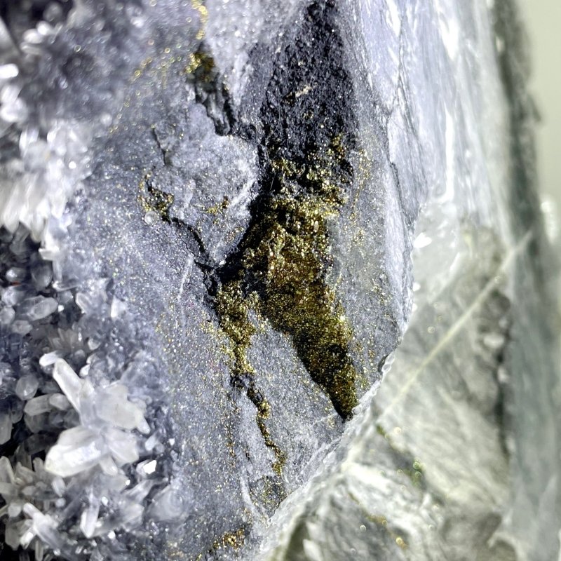 Large Clear Quartz Cluster Mixed Pyrite and White Rainbow Calcite Specimen For Collection - Wholesale Crystals