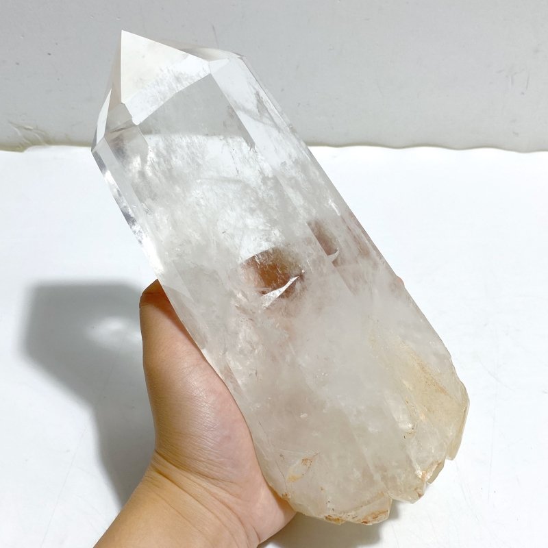Large Clear Quartz Point Raw Bottom With Stand B3 -Wholesale Crystals
