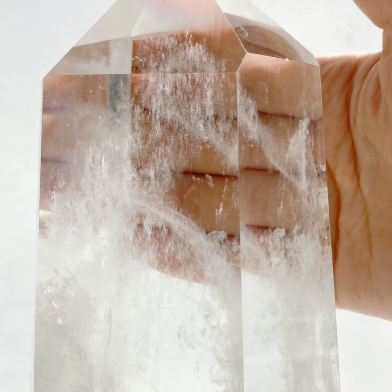 Large Clear Quartz Point Raw Bottom With Stand B3 -Wholesale Crystals