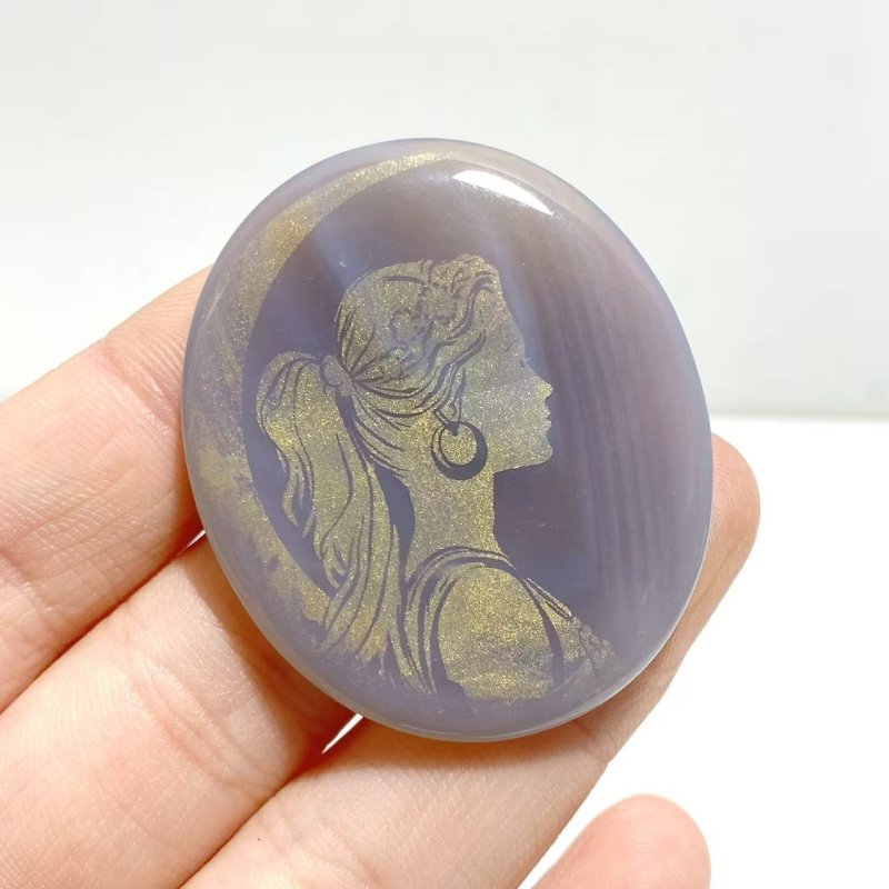 Laser Printing Golden Twelve Olympians Agate Stone DIY Accessories Wholesale - Wholesale Crystals