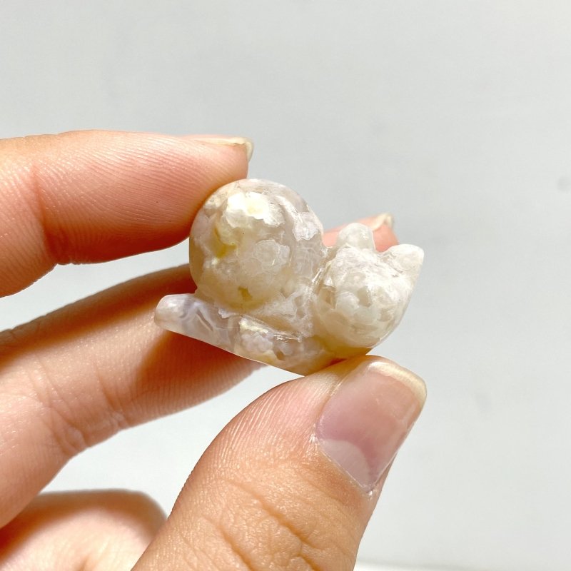 Mini Sakura Flower Agate Snail Carving Wholesale - Wholesale Crystals