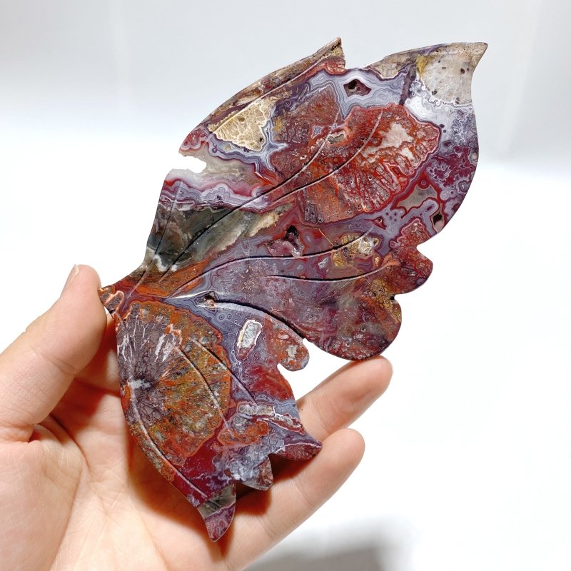 Morocco Agate Butterfly Wing Carving With Stand - Wholesale Crystals