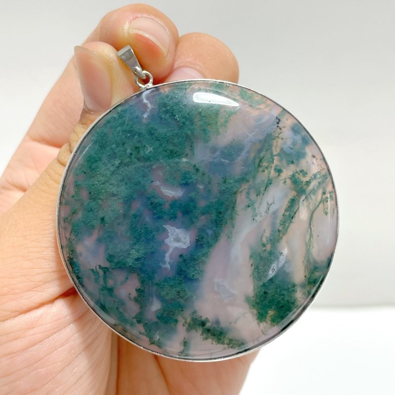 Moss Agate Crystal Pendant Round Shape Wholesale - Wholesale Crystals
