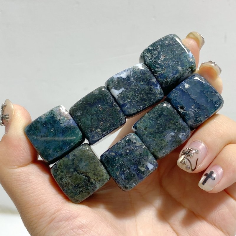 Moss Agate Cube Tumbled Wholesale -Wholesale Crystals